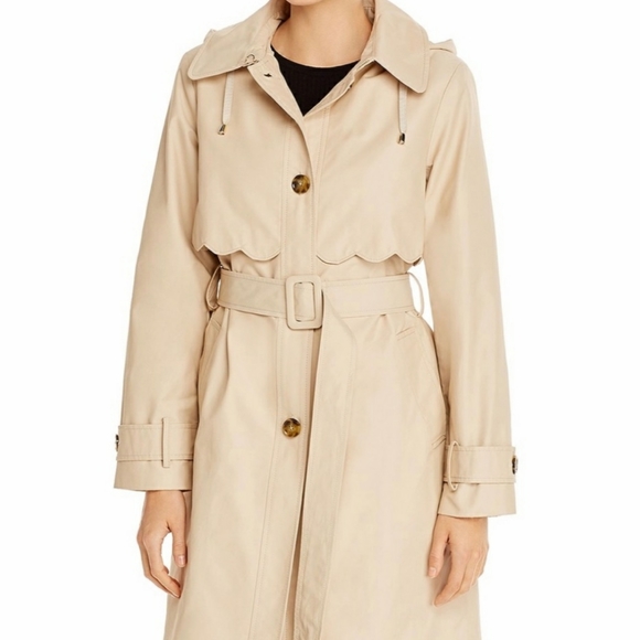 NWT Kate Spade Scalloped Edge Belted Trench Coat - Picture 15 of 16